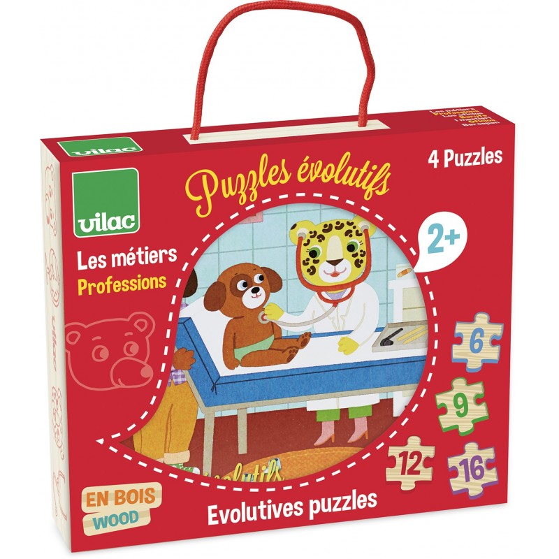 Puzzles en Bois pour Tout-Petits Jouets Cadeaux, Paquet de 4