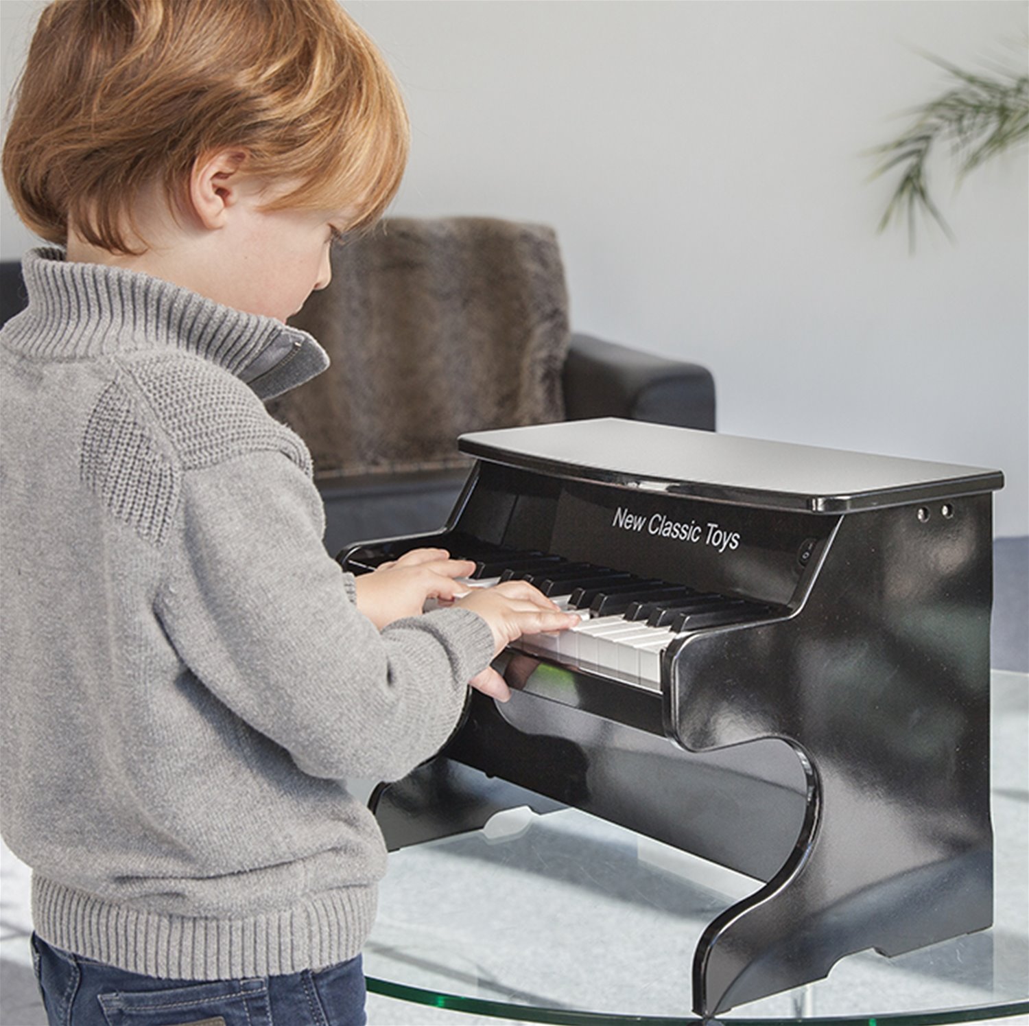 Piano électrique multifonctionnel en bois massif pour enfant, 25