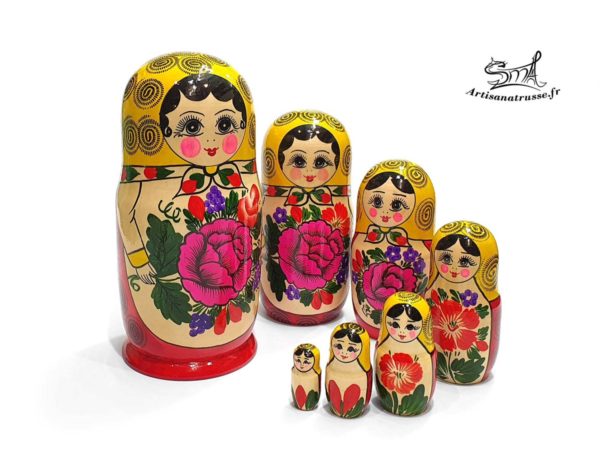 Poupée russe Matriochka fleurie de 7 pièces - S7G