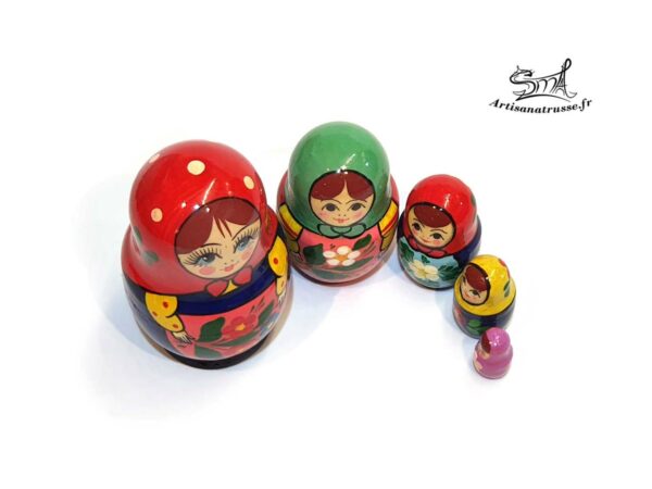 Poupée russe Matriochka vintage de 5 pièces - V5P – Image 3