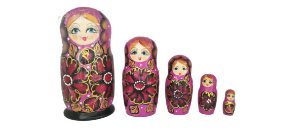 Poupée russe Matriochka Florale de 5 pièces - F5G2N – Image 2