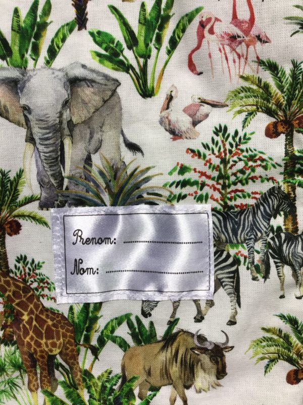 Serviette de cantine Jungle, à élastique, à  étiquette, taille L - TIPOSERVL01 – Image 2