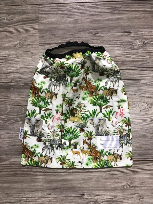 Serviette de cantine Jungle, à élastique, à  étiquette, taille L - TIPOSERVL01