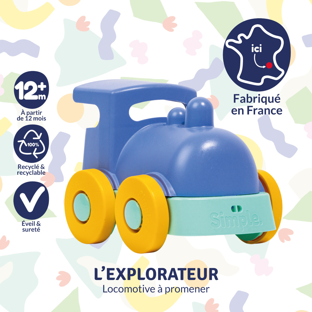 L'Explorateur - Train A Promener Bleu - P123.2 - Le Jouet Simple
