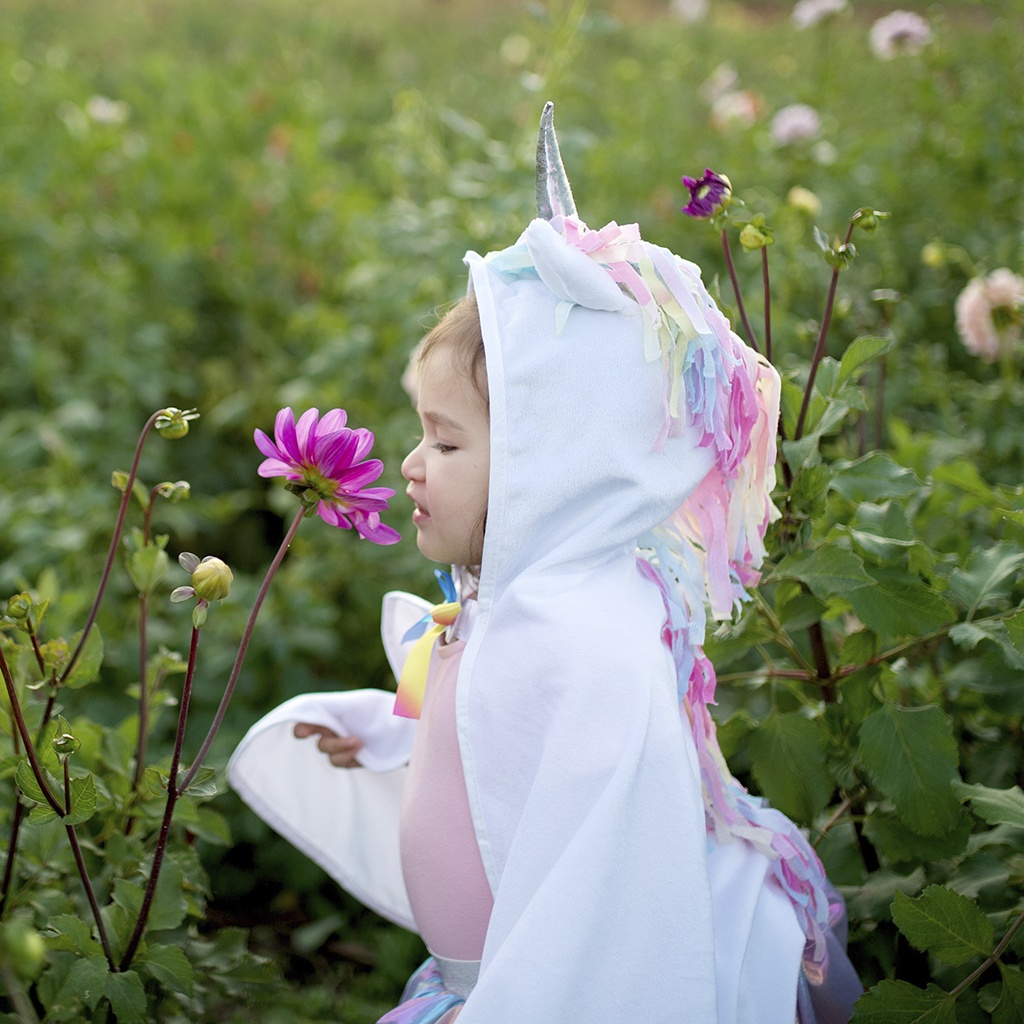 Enfant Fille Déguisement Licorne 3D Fleurs Paillette Brillant Robe