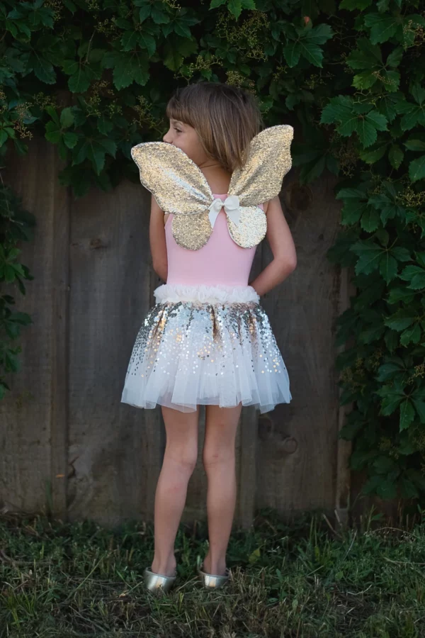 Set Papillon sequin Doré, Jupe, Ailes et Baguette, Taille Us 4-6 - 41755 - Great Pretenders – Image 4