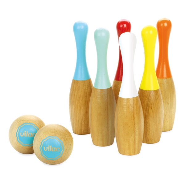 6 quilles bowling bicolores - 4033G - Vilac